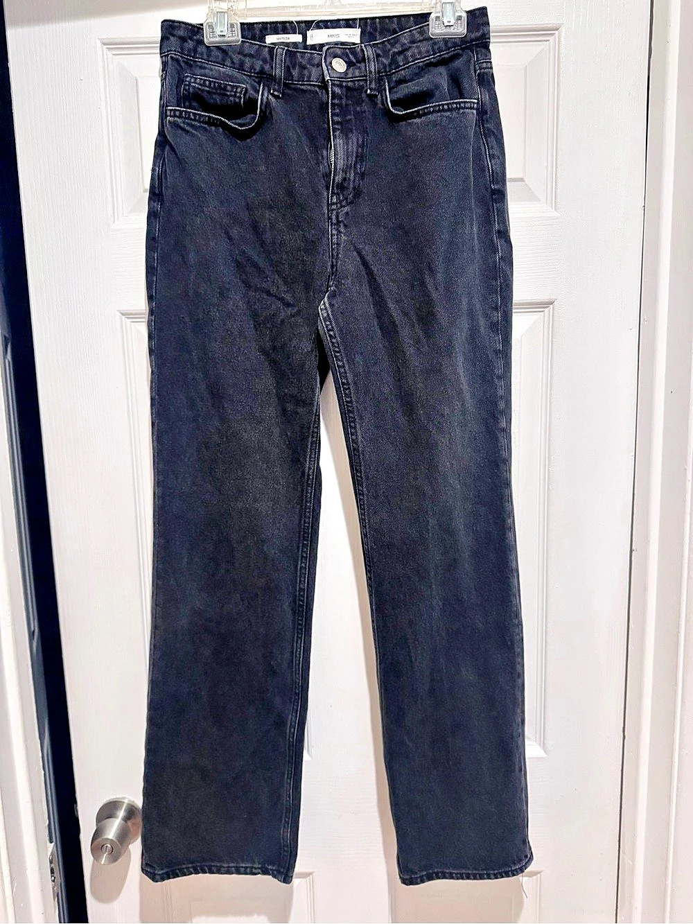 Mango Matilda Medium-Rise Straight-Fit Jeans Black Straight Leg Jeans Size 6